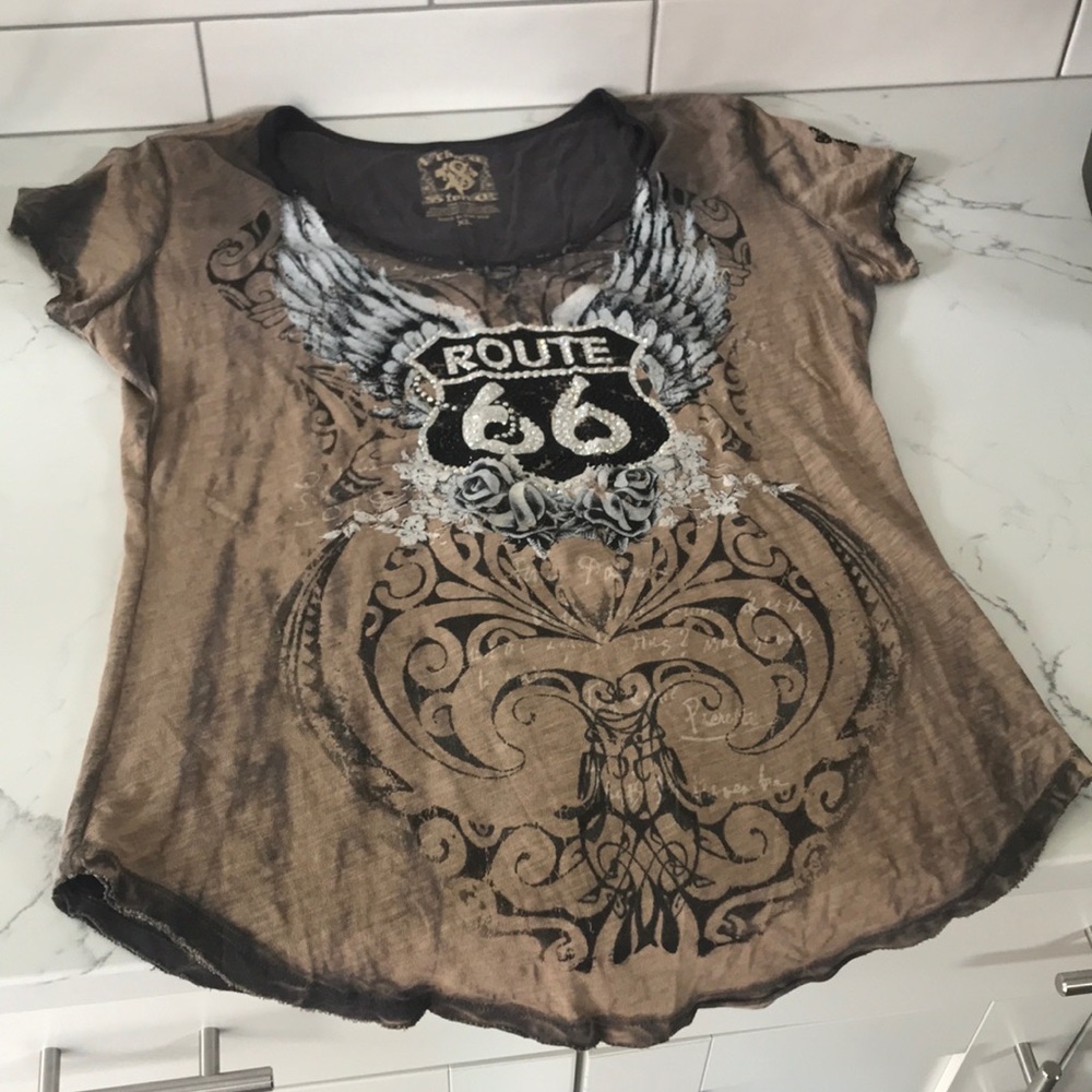 Velvet Stone Route 66 XL Rhinestone Shirt